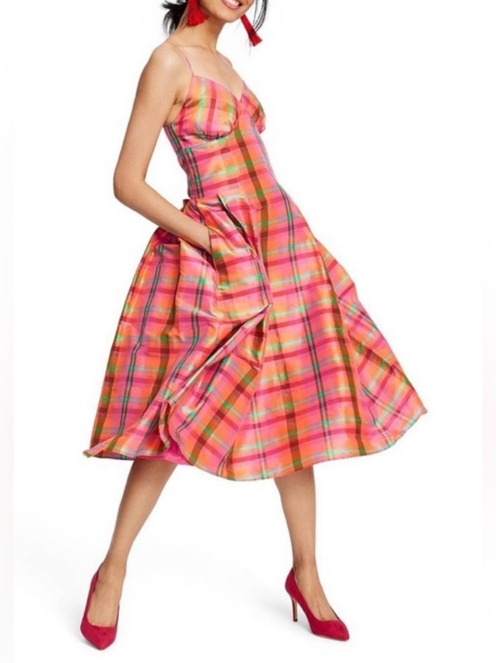 Isaac Mizrahi Plaid Silk dress size XL
